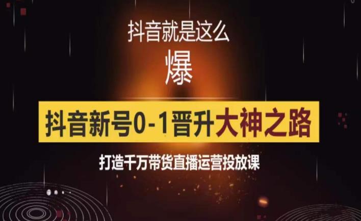 0粉自然流实战起号课，抖音新号0~1晋升大神之路，打造千万带货直播运营投放课_在线视频课程下载-51分享网