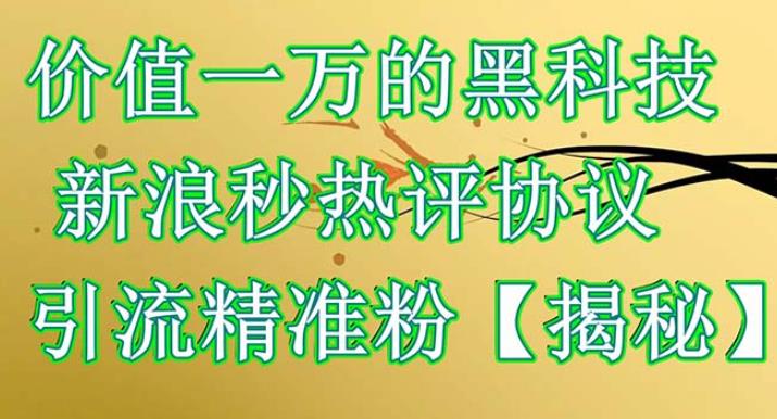 价值一万的黑科技新浪秒热评协议引流精准粉【仅揭秘】_在线视频课程下载-51分享网