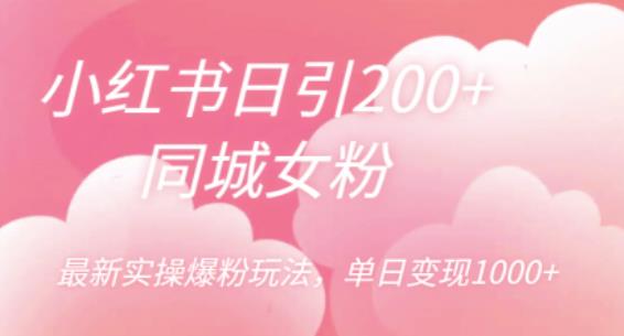 小红书日引200+同城女粉，最新实操爆粉玩法，单日变现1000+_在线视频课程下载-51分享网
