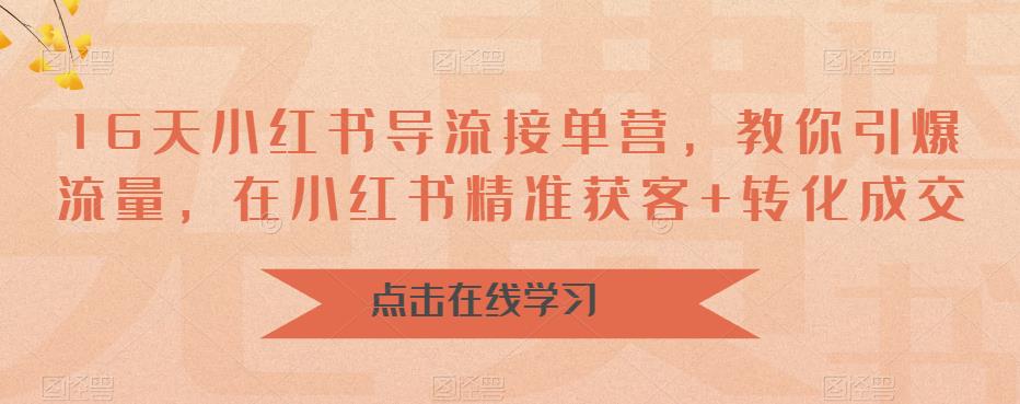16天小红书导流接单营，教你引爆流量，在小红书精准获客+转化成交_在线视频课程下载-51分享网
