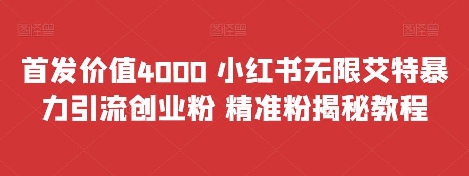 首发价值4000 小红书无限艾特暴力引流创业粉 精准粉揭秘教程_在线视频课程下载-51分享网