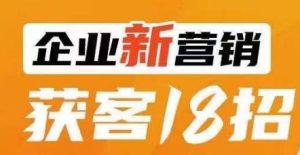 企业新营销获客18招,传统企业转型必学,让您的生意更好做!_在线视频课程下载-51分享网