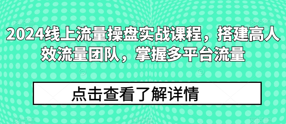 2024线上流量操盘实战课程,搭建高人效流量团队,掌握多平台流量_在线视频课程下载-51分享网