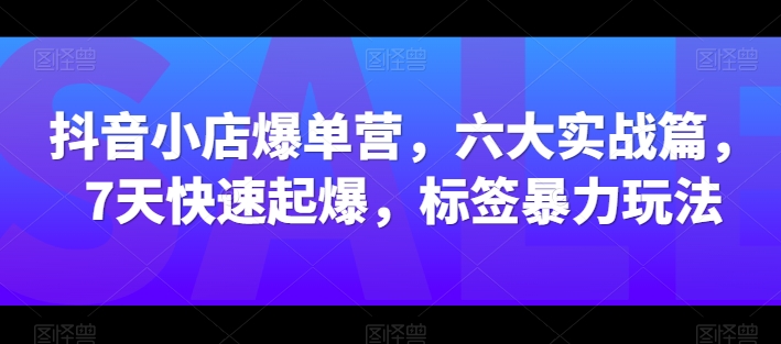 抖音小店 7 天爆单实战营：六大标签暴力玩法，从 0 到起爆的流量密码_在线视频课程下载-51分享网