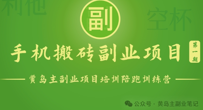 手机搬砖小副业项目训练营1.0一部手机轻松日入100+_在线视频课程下载-51分享网