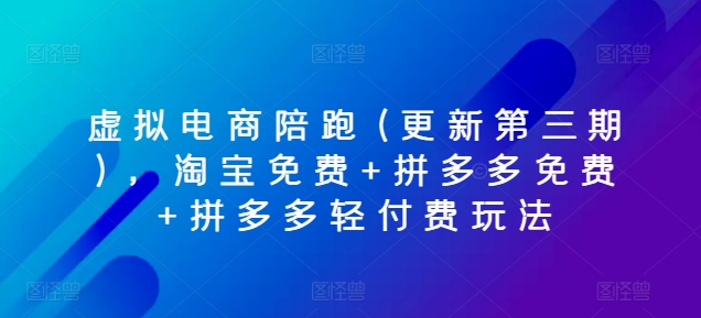 虚拟电商陪跑(更新第三期)，淘宝免费+拼多多免费+拼多多轻付费玩法_在线视频课程下载-51分享网