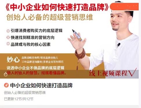 妙心中小企业如何快速打造品牌，创始人必备的超级营销思维_在线视频课程下载-51分享网