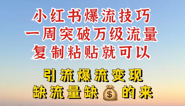 小红书爆流技巧，一周突破万级流量，复制粘贴就可以，引流爆流变现_在线视频课程下载-51分享网