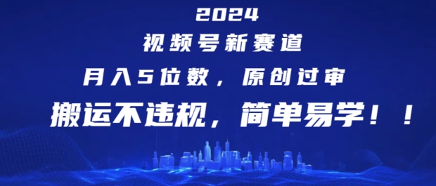 2024视频号新赛道，月入5位数+，原创过审，搬运不违规，简单易学_在线视频课程下载-51分享网