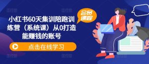 小红书60天集训陪跑训练营(系统课)从0打造能赚钱的账号_在线视频课程下载-51分享网
