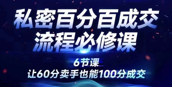 成交为王 私密百分百成交销售流程设计必修课，让60分卖手也能100分成交_在线视频课程下载-51分享网