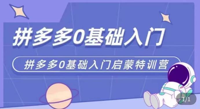 拼多多运营0-1实操特训营，拼多多0基础入门，从基础到进阶的可实操玩法_在线视频课程下载-51分享网