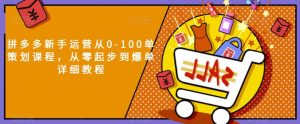 拼多多新手运营从0-100单策划课程,从零起步到爆单详细教程_在线视频课程下载-51分享网