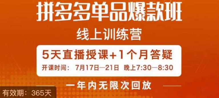 钟辰·拼多多单品爆款班，一个拼多多超级爆款养一个团队_在线视频课程下载-51分享网