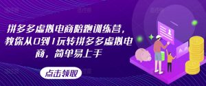 拼多多虚拟电商陪跑训练营,教你从0到1玩转拼多多虚拟电商,简单易上手(更新)_在线视频课程下载-51分享网