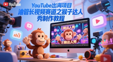 YouTube出海爆款密码：猴子达人秀长视频制作全流程，抢占海外流量赛道_在线视频课程下载-51分享网
