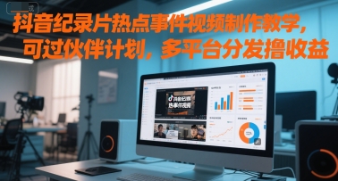 抖音纪录片热点事件视频制作教学，可过伙伴计划，多平台分发撸收益_在线视频课程下载-51分享网