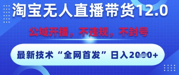 淘宝无人直播12.0：最新技术揭秘，不违规不封号，一键开播，天天爆单日入新高_在线视频课程下载-51分享网