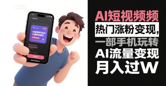 AI短视频热门涨粉变现，一部手机玩转AI流量变现_在线视频课程下载-51分享网