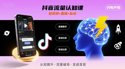 文涛老师-抖音流量认知课，短视频+直播+私域，认知提升，闪电开悟_在线视频课程下载-51分享网