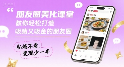 朋友圈美化课堂，教你轻松打造，吸睛又吸金的朋友圈，私域不看，变现少一半_在线视频课程下载-51分享网