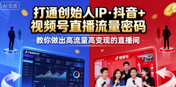 陈晶25年直播9-10两期线下课，打通创始人IP，抖音+视频号直播流量密码，教你做出高流量高变现的直播间_在线视频课程下载-51分享网