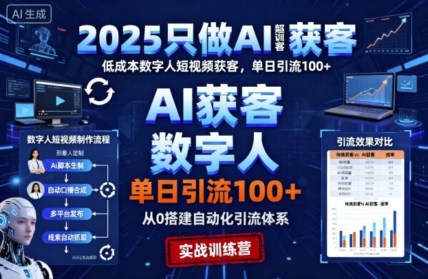 2025只做AI获客，AI超级获客实训营，低成本数字人短视频获客，单日引流100+_在线视频课程下载-51分享网