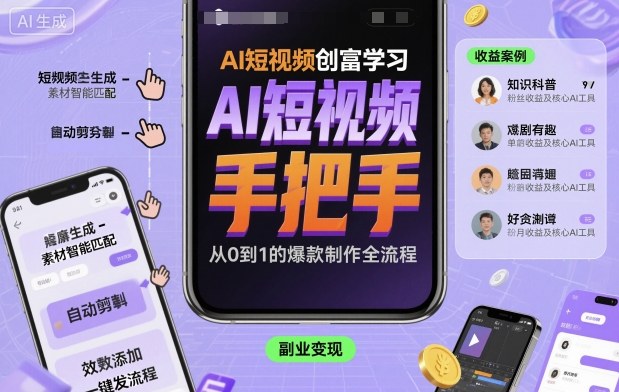 AI短视频创富学习，手把手教会你制作AI短视频_在线视频课程下载-51分享网