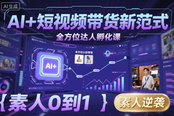 AI+短视频带货新范式全方位达人孵化课，素人也可以从0到1，全方位认知短视频带货_在线视频课程下载-51分享网