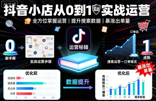 抖音小店从0到1实战运营，帮你全方位掌握小店运营，提升搜索数据与出单量_在线视频课程下载-51分享网