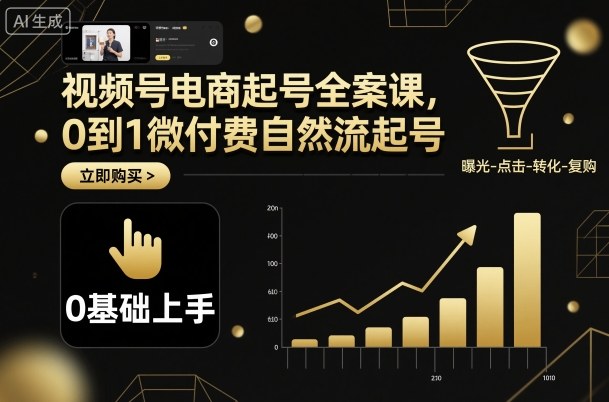 视频号电商起号全案课，0到1微付费自然流起号_在线视频课程下载-51分享网